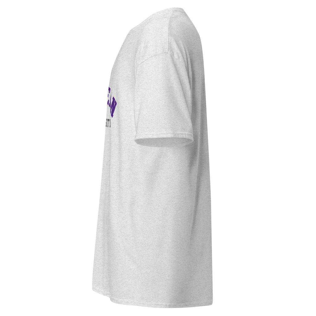 Unisex classic tee featuring Western University name and branding in purple and white