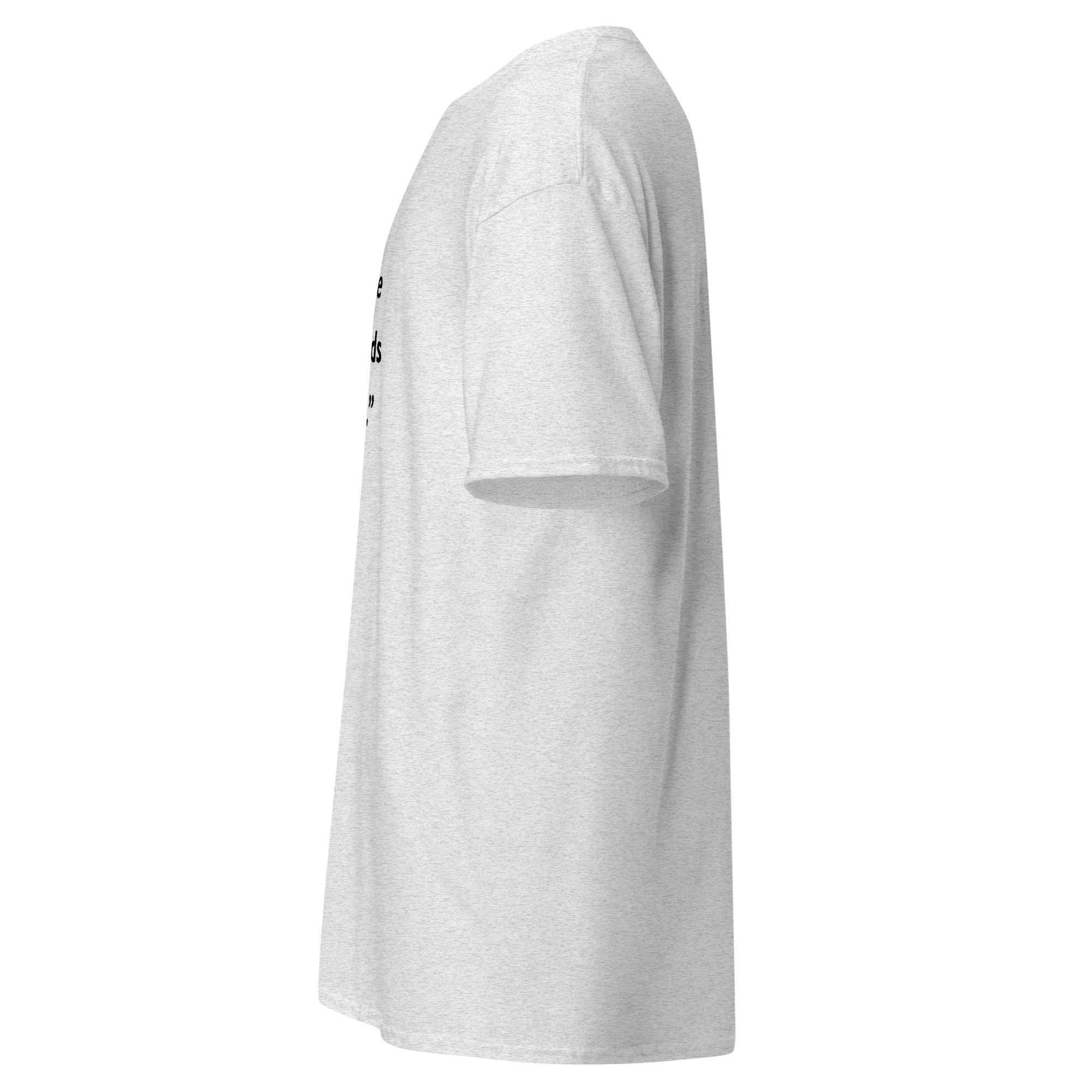 Unisex navy blue t-shirt featuring Justice Truth quote typography printed across the front chest
