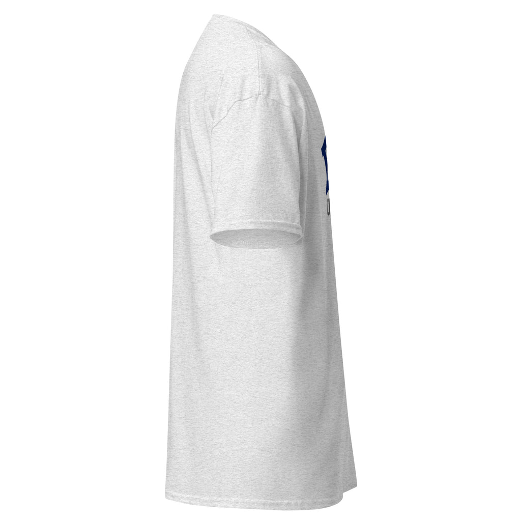 Unisex classic tee featuring Duke University name and branding in royal blue and white