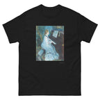 Unisex classic tee featuring Renoir's impressionist painting of a woman seated at a piano