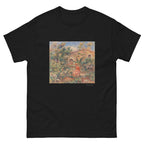 Unisex classic tee featuring Renoir's impressionist landscape with a woman and dog outdoors