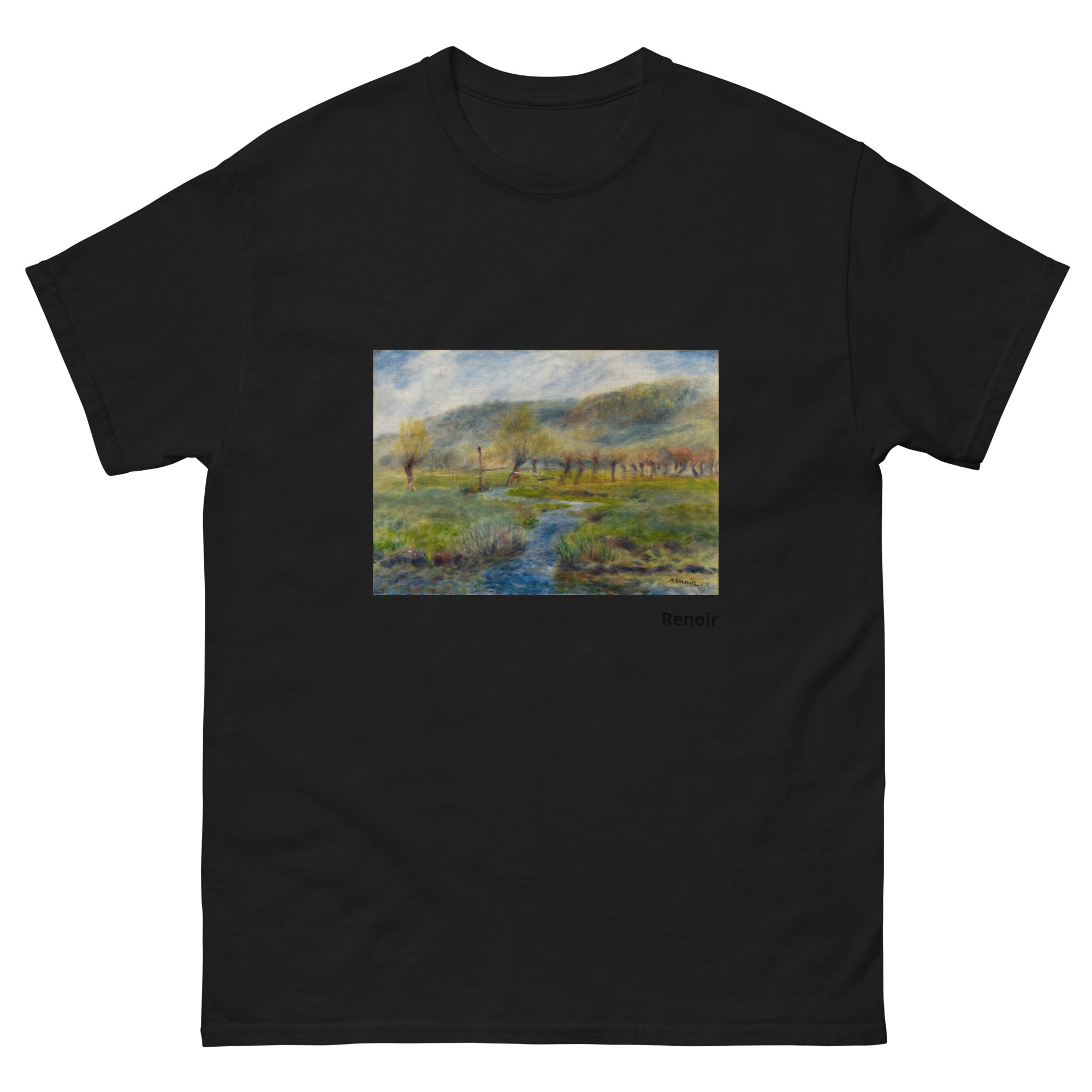 Unisex classic tee featuring Renoir's impressionist meadow painting La Prairie