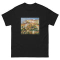 Unisex classic tee featuring Renoir's impressionist painting of houses on a sunlit hillside