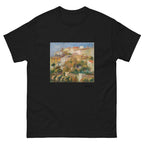 Unisex classic tee featuring Renoir's impressionist painting of houses on a sunlit hillside