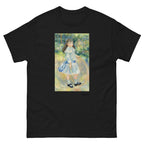 Unisex classic tee featuring Renoir's impressionist painting of a girl playing with a hoop
