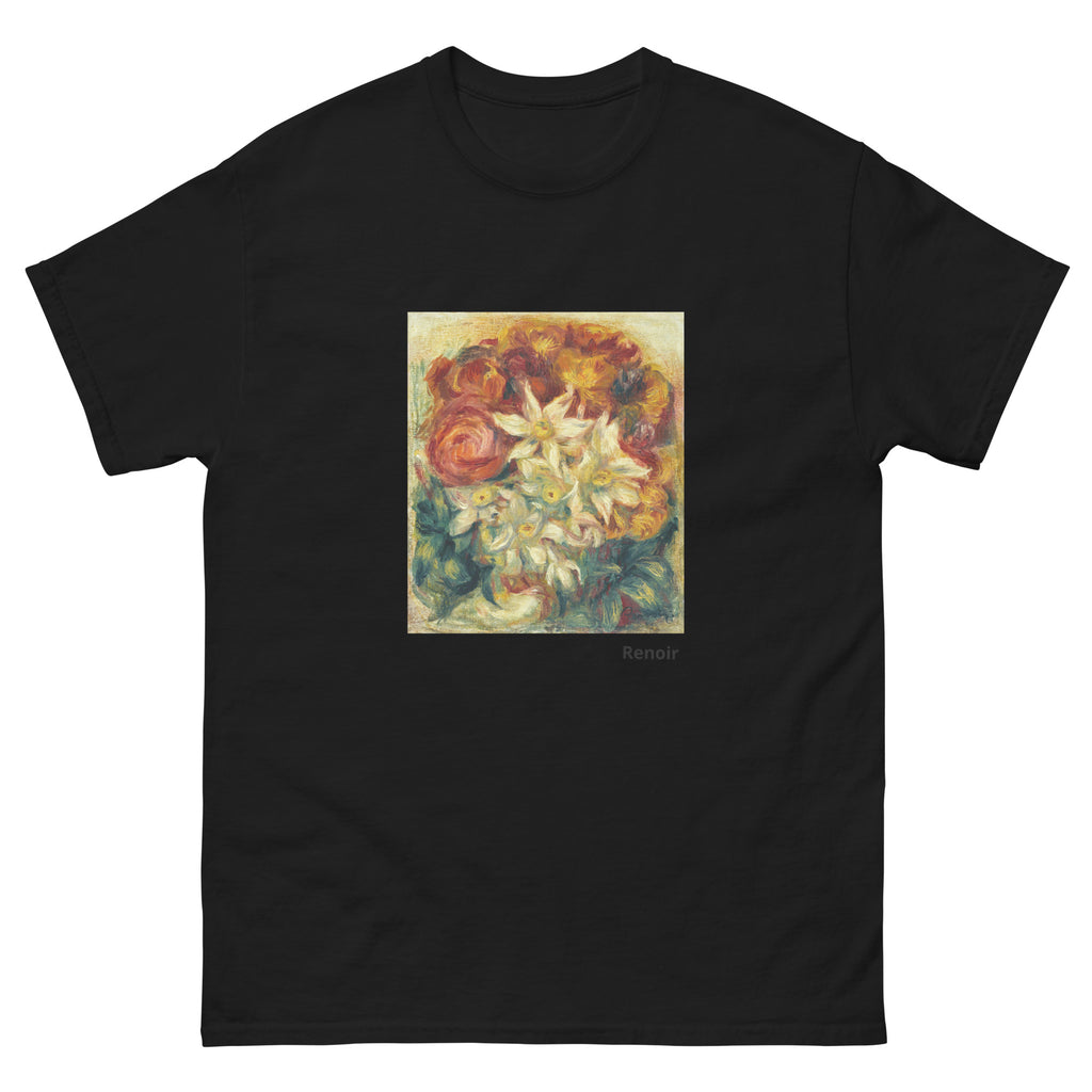 Unisex classic tee featuring Renoir's impressionist bouquet of narcissi and roses in bloom