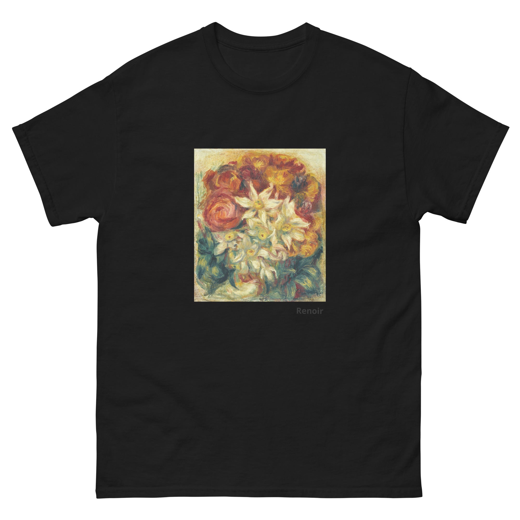 Unisex classic tee featuring Renoir's impressionist bouquet of narcissi and roses in bloom