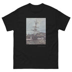 Unisex classic tee featuring Monet's impressionist painting of a stranded boat at Fécamp