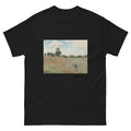Unisex classic tee featuring Monet's impressionist painting of a red poppy field in summer