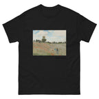 Unisex classic tee featuring Monet's impressionist painting of a red poppy field in summer