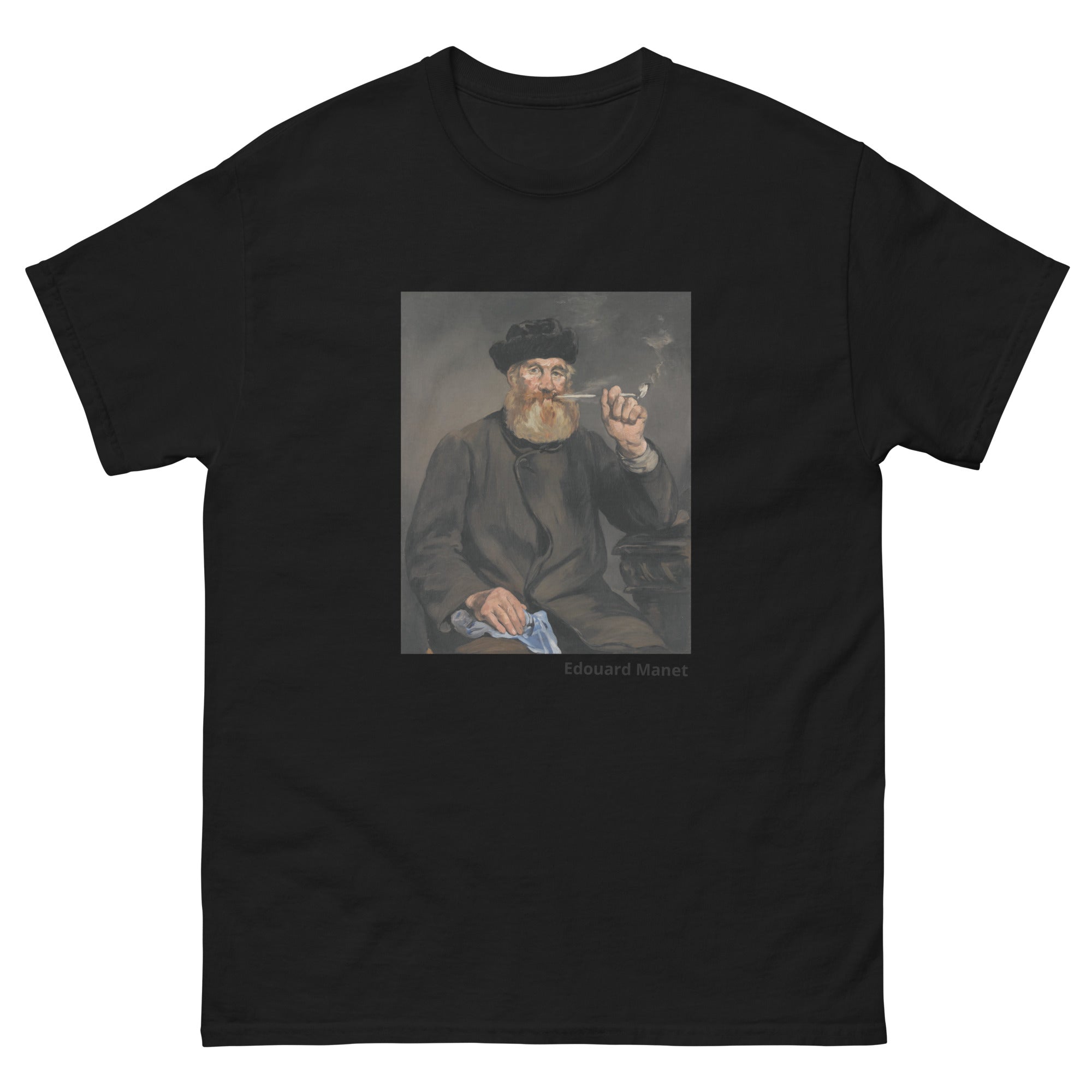 Unisex classic tee featuring Manet's impressionist painting of a man smoking a pipe