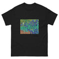 Unisex classic tee featuring Van Gogh's post-impressionist painting of purple iris flowers