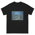 Unisex classic tee featuring Van Gogh's iconic Starry Night with swirling sky and village