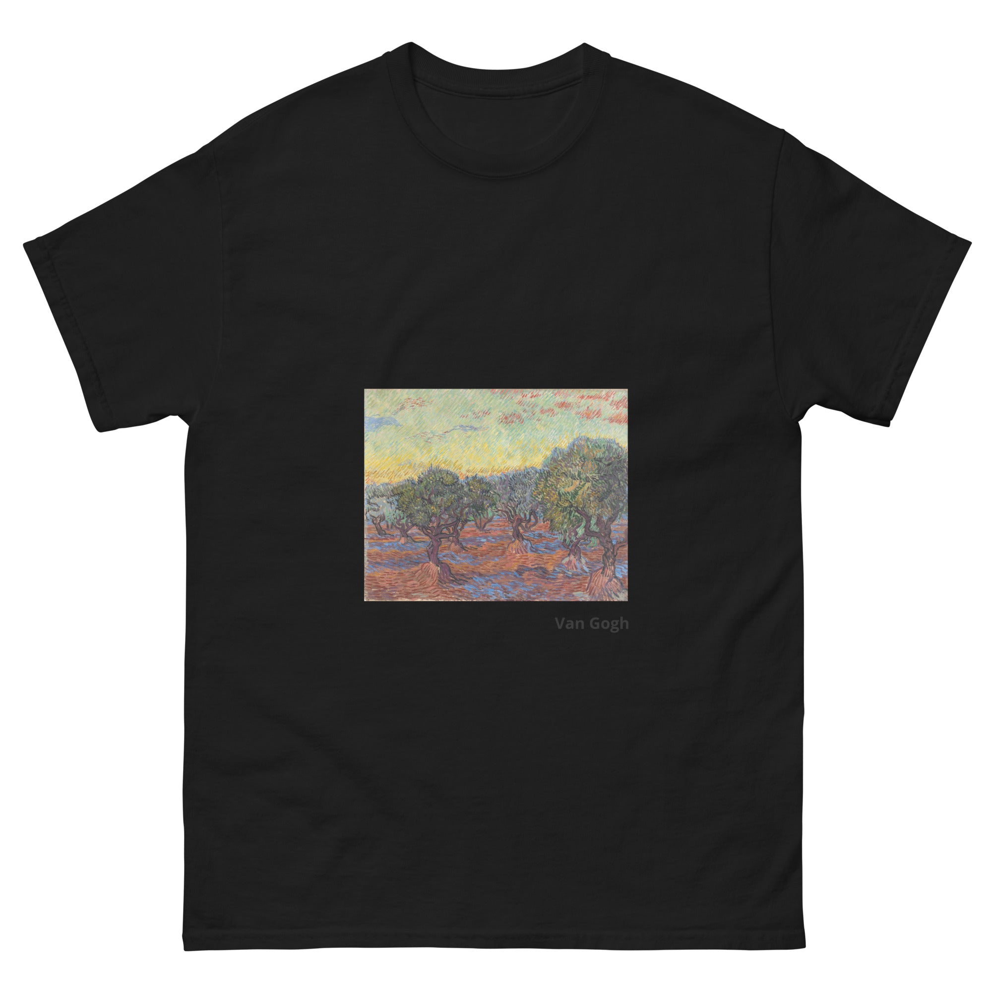 Unisex classic tee featuring Van Gogh's post-impressionist painting of an olive grove in Provence