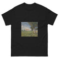 Unisex classic tee featuring Van Gogh's post-impressionist painting of a farmhouse in a wheatfield