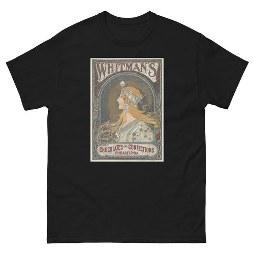 Unisex classic tee featuring Mucha's Art Nouveau advertising poster for Whitman's Chocolates