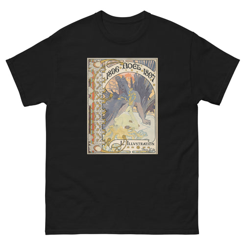 Unisex classic tee featuring Mucha's Art Nouveau Noël Christmas 1897 decorative illustration