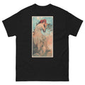 Unisex classic tee featuring Mucha's Art Nouveau Été Summer decorative panel with female figure