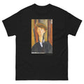 Unisex classic tee featuring Modigliani's expressionist portrait of a young man wearing a cap
