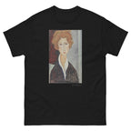 Unisex classic tee featuring Modigliani's elongated expressionist portrait of a woman