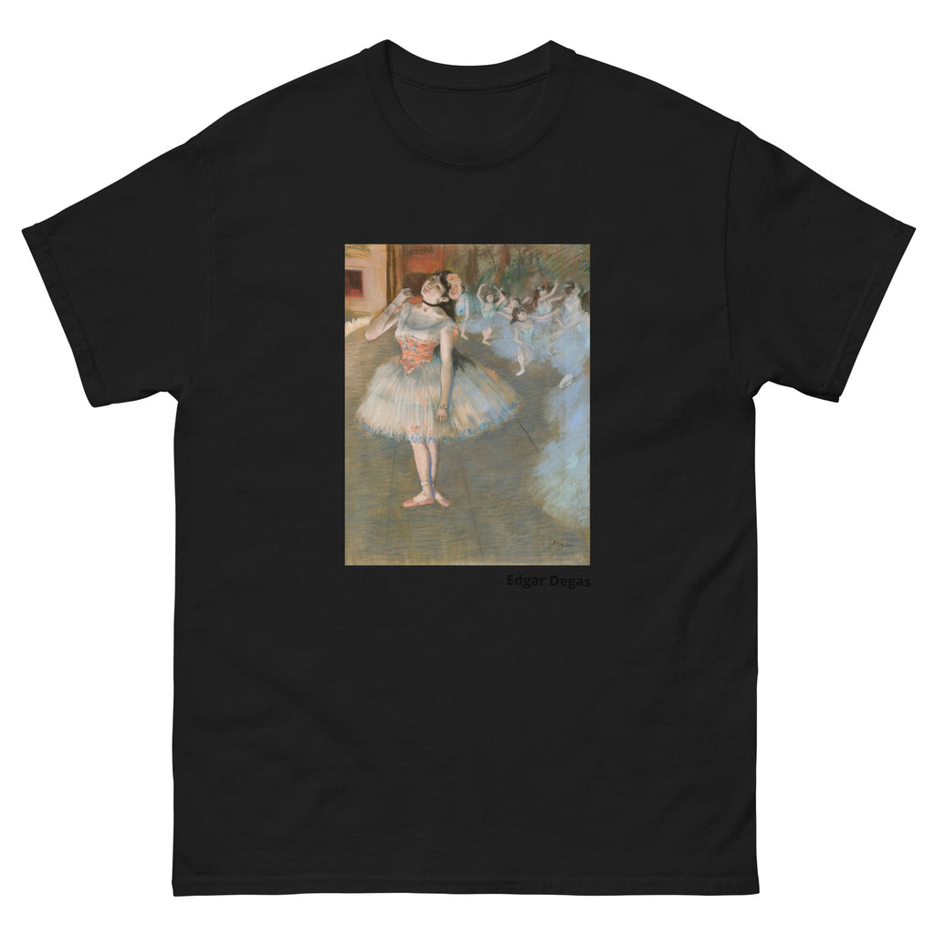 Unisex classic tee featuring Degas's impressionist painting of a ballerina performing on stage