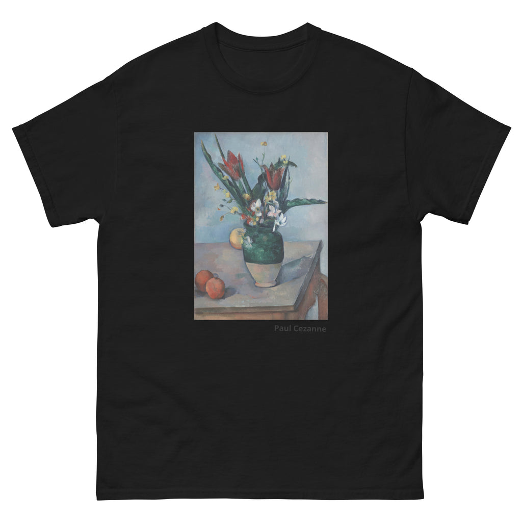 Unisex classic tee featuring Cézanne's post-impressionist still life of tulips in a vase