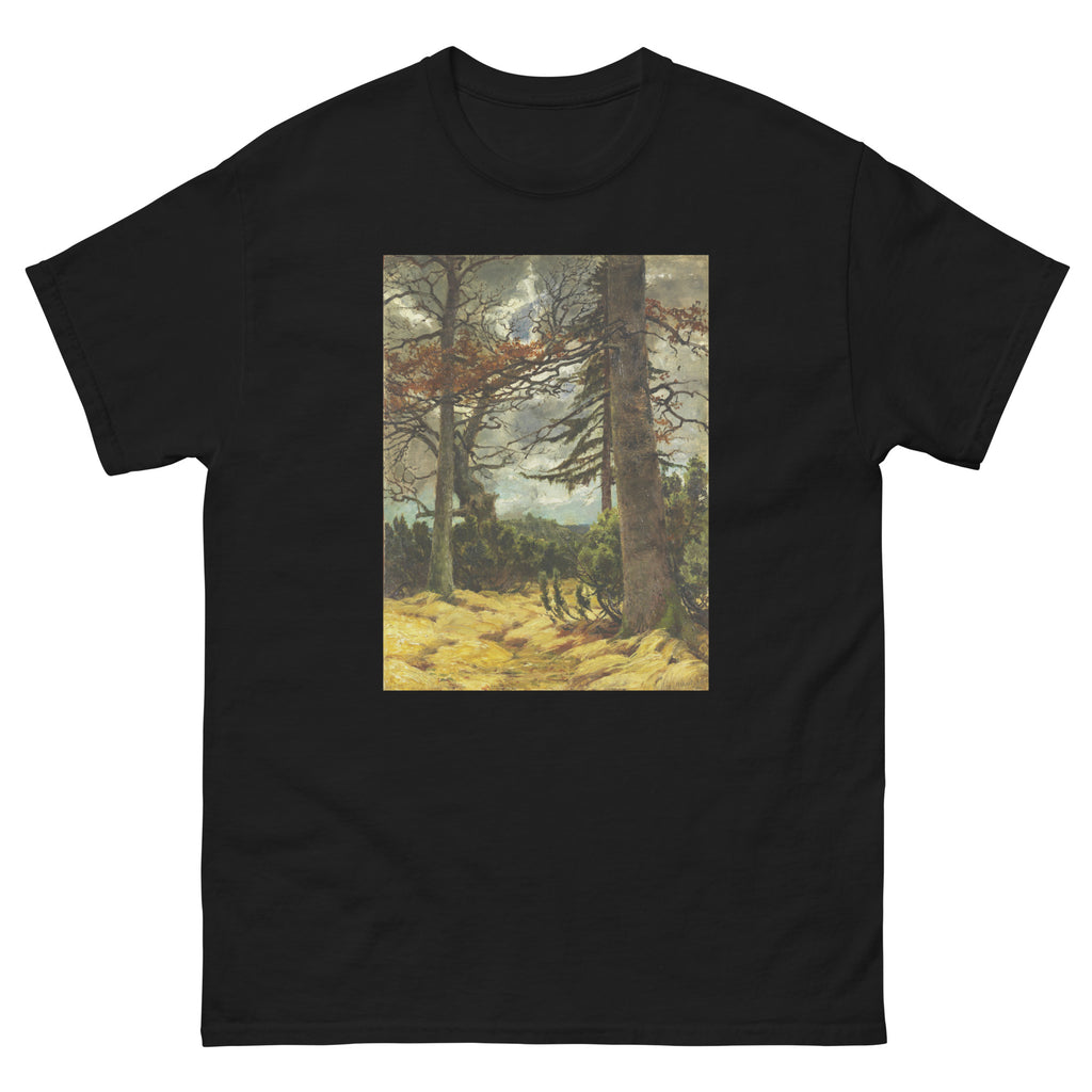 Unisex classic tee featuring Franz Marc's expressionist painting of oak tree trunks in early spring