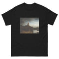Unisex classic tee featuring Rembrandt's dramatic painting of a windmill on a Dutch riverbank