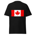Unisex white t-shirt featuring Canadian flag design printed across the front chest