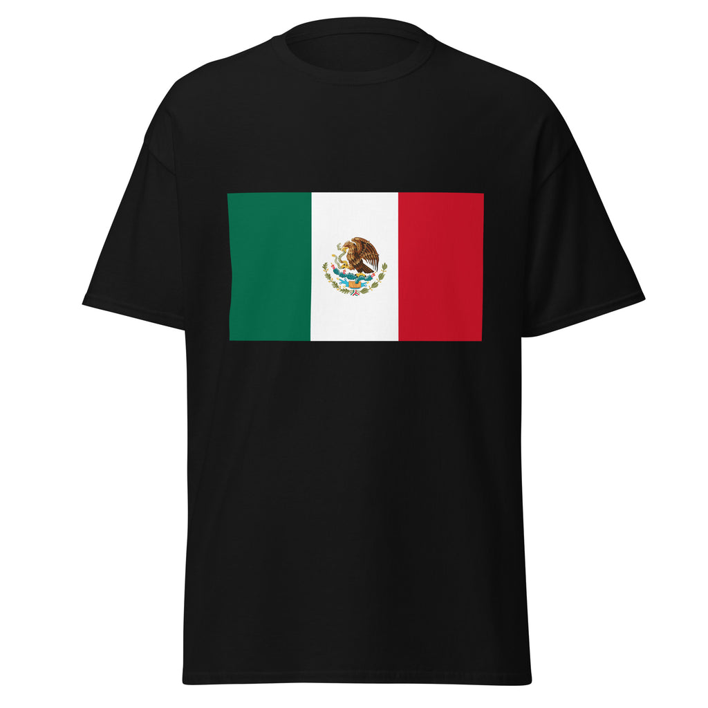 Unisex heather gray t-shirt featuring Mexican flag design printed across the front chest