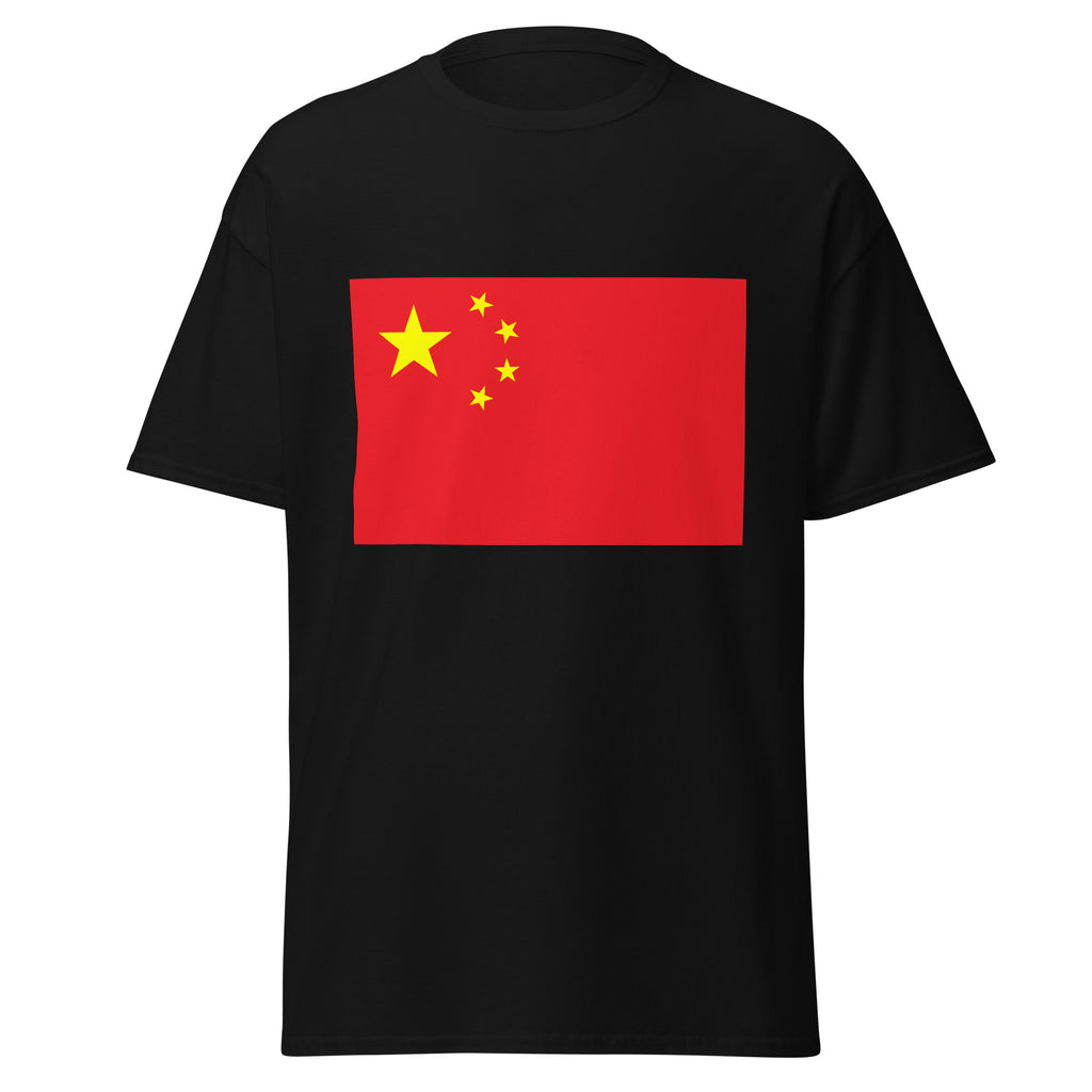 Unisex heather gray t-shirt featuring Chinese flag design printed across the front chest