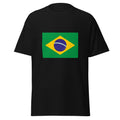 Unisex heather gray t-shirt featuring Brazilian flag design printed across the front chest