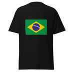Unisex heather gray t-shirt featuring Brazilian flag design printed across the front chest