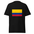 Unisex heather gray t-shirt featuring Colombian flag design printed across the front chest