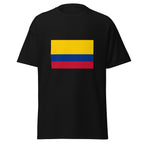 Unisex heather gray t-shirt featuring Colombian flag design printed across the front chest