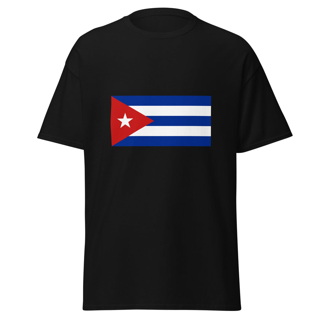Unisex heather gray t-shirt featuring Cuban flag design printed across the front chest