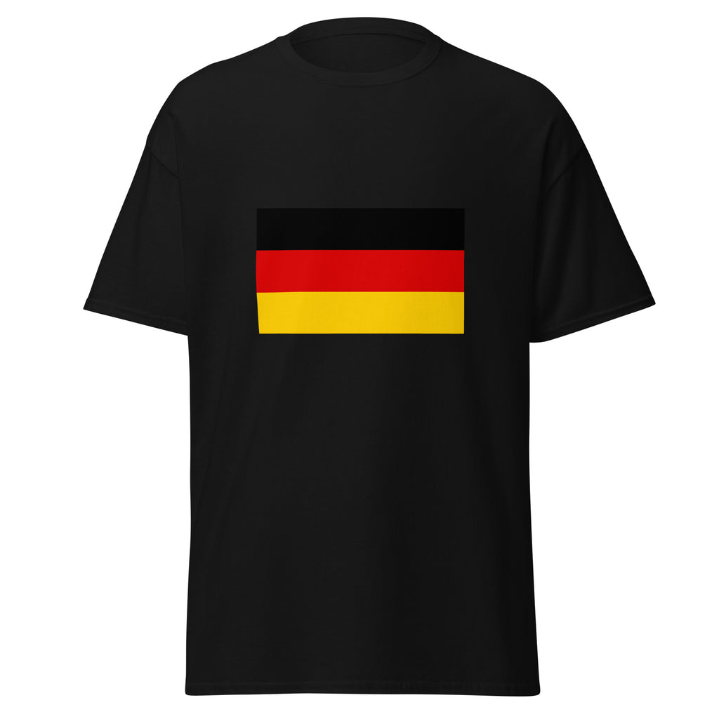 Unisex navy blue t-shirt featuring German flag design printed across the front chest