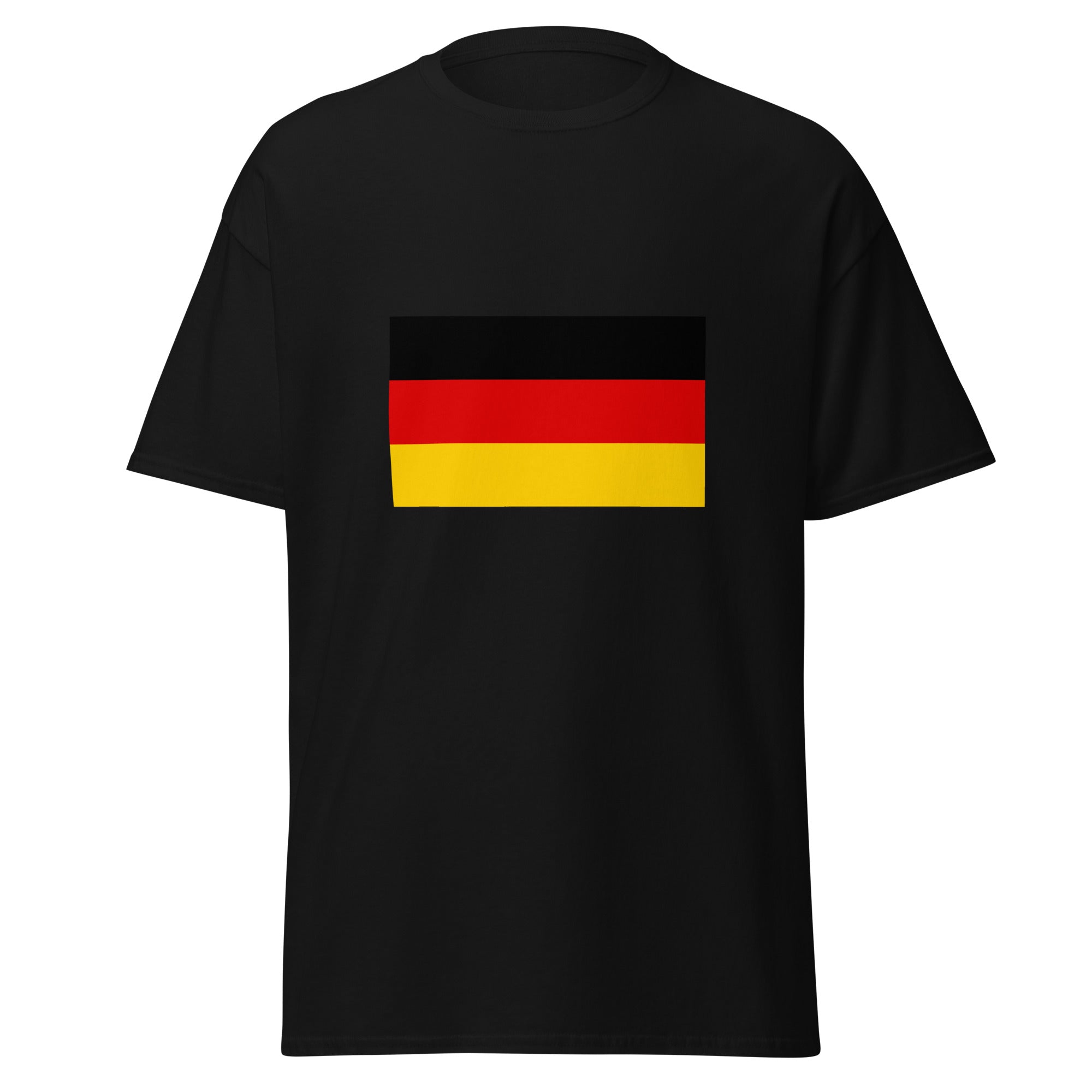 Unisex navy blue t-shirt featuring German flag design printed across the front chest