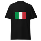 Unisex heather gray t-shirt featuring Italian flag design printed across the front chest