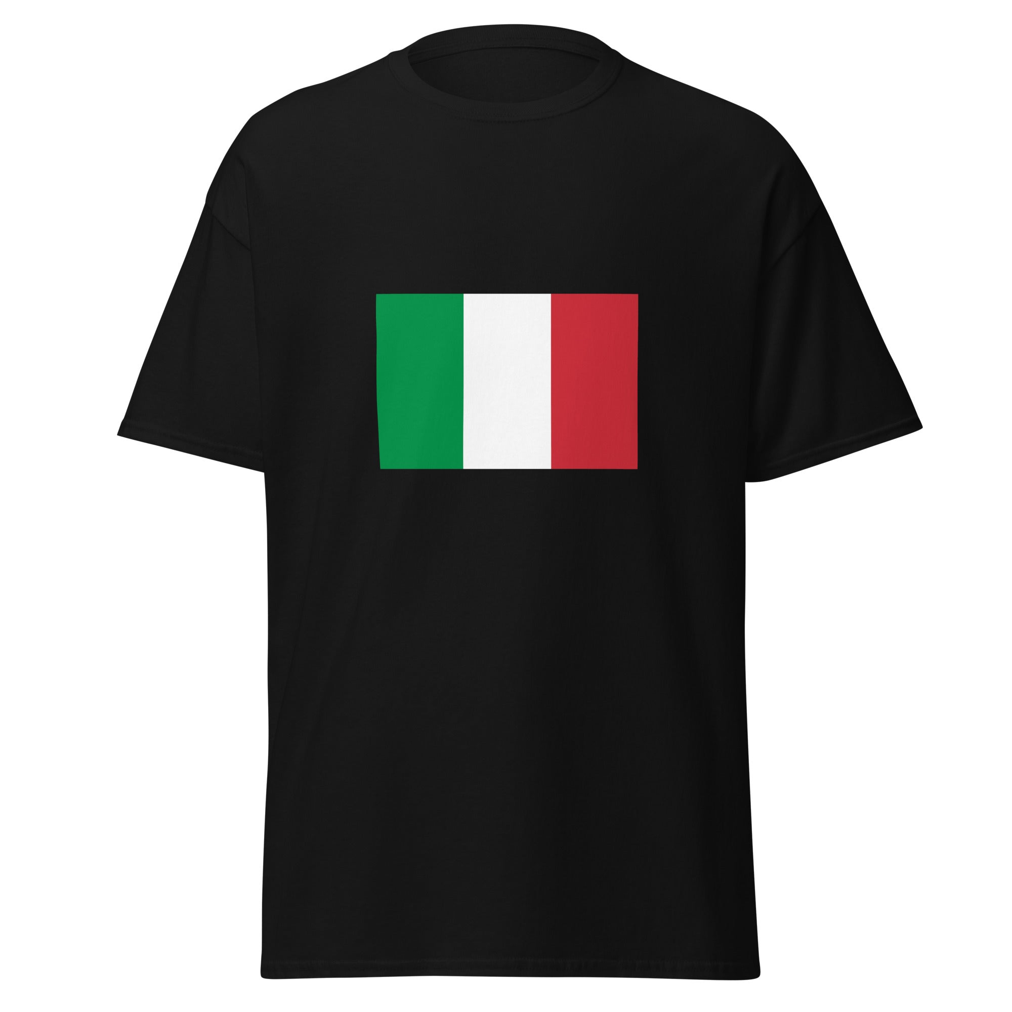 Unisex heather gray t-shirt featuring Italian flag design printed across the front chest