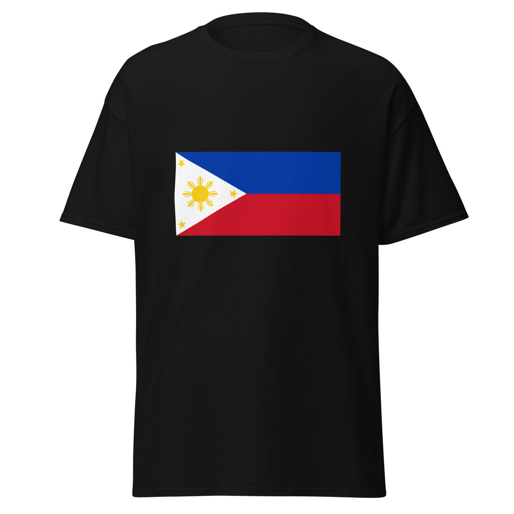 Unisex navy blue t-shirt featuring Philippine flag design printed across the front chest