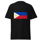 Unisex navy blue t-shirt featuring Philippine flag design printed across the front chest