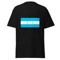 Unisex heather gray t-shirt featuring Honduran flag design printed across the front chest