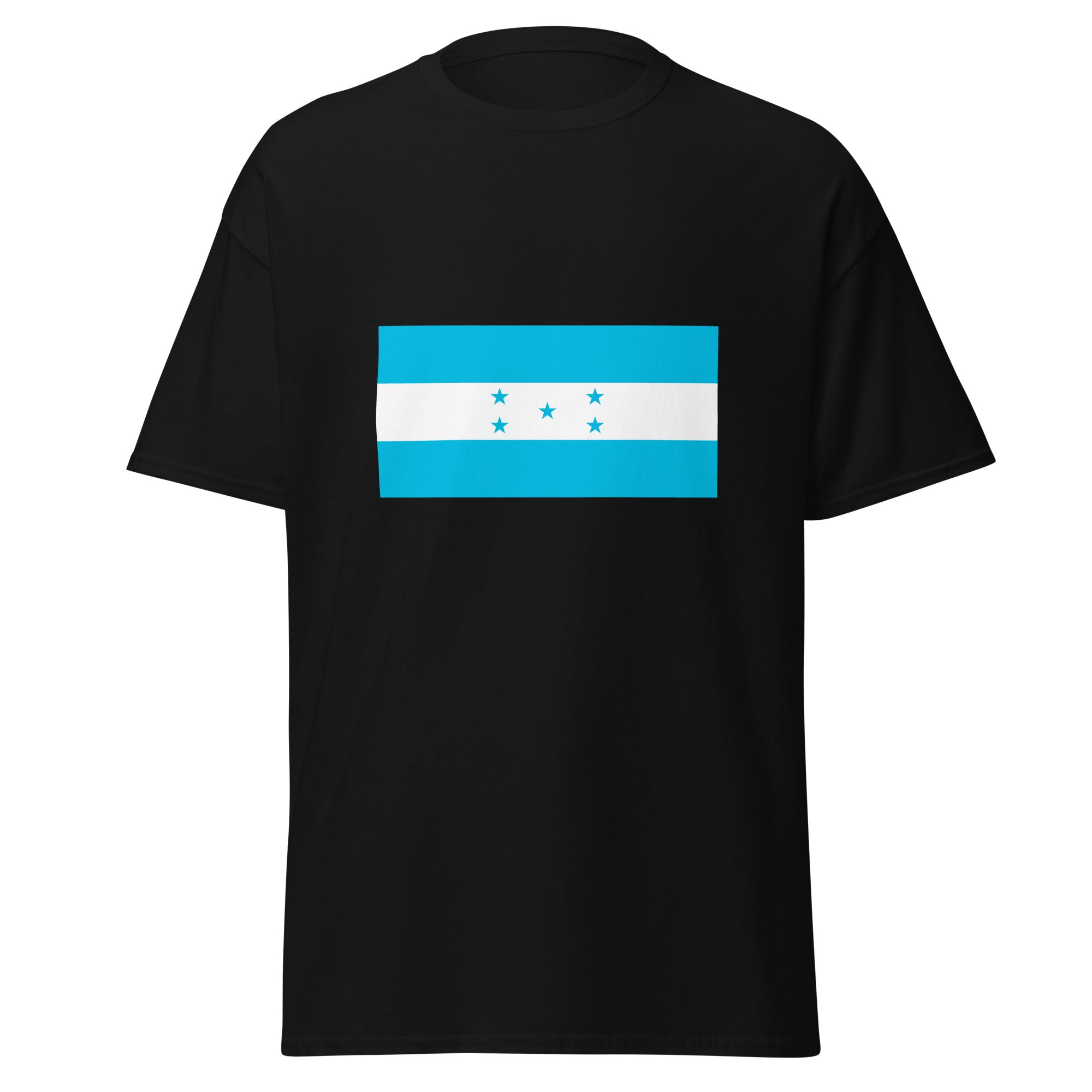Unisex heather gray t-shirt featuring Honduran flag design printed across the front chest