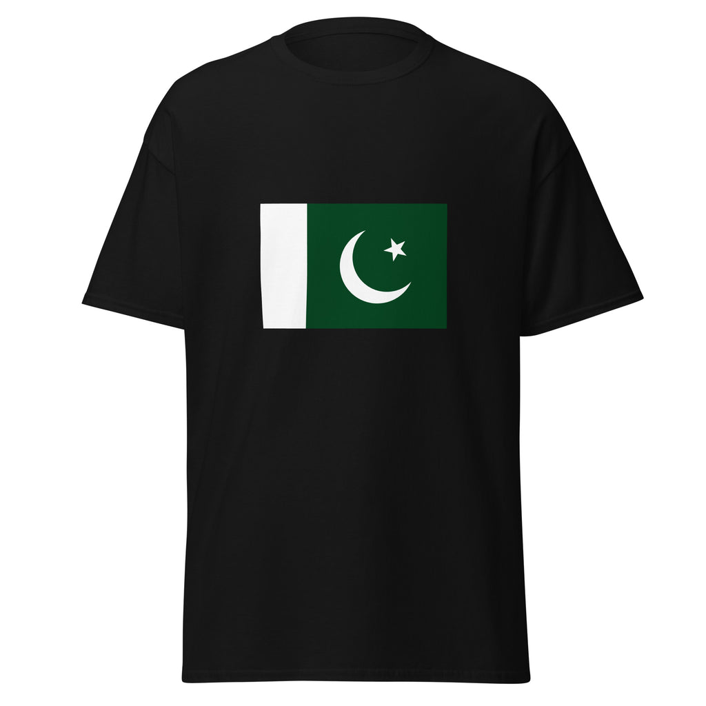 Unisex navy blue t-shirt featuring Pakistani flag design printed across the front chest
