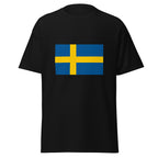 Unisex heather gray t-shirt featuring Swedish flag design printed across the front chest