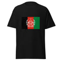 Unisex heather gray t-shirt featuring Afghan flag design printed across the front chest