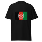 Unisex heather gray t-shirt featuring Afghan flag design printed across the front chest