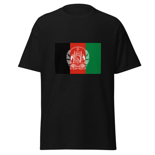 Unisex heather gray t-shirt featuring Afghan flag design printed across the front chest