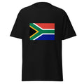 Unisex heather gray t-shirt featuring South African flag design printed across the front chest